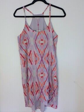 New Cuddy Magdalena Racerback Tank Shift Dress Purple Diamond Print Womens S
